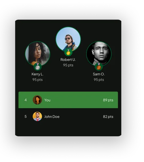 FitStack challenges interface with leaderboards and group competitions